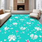 Aqua White Floral Starburst Scatter Rug