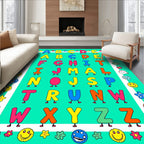 Playful Alphabet Characters Teal Rug