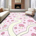 Whimsical Pink Tree Flowers River Rug