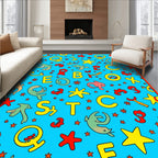 Playful Alphabet Ocean Creatures Stars Rug