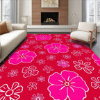 Vibrant Pink Floral Scatter Rug