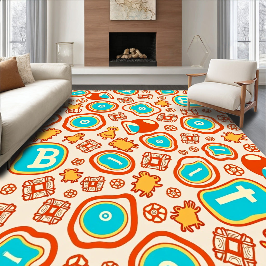 Whimsical Abstract Animals And Shapes Rug