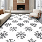 Monochromatic Black Floral Starbursts Rug