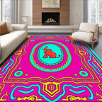 Vibrant Red Elephant Oval Frame Rug