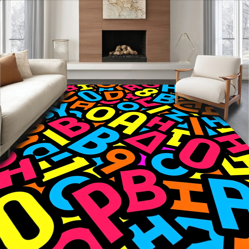 Vibrant Alphabet Soup Scatter Rug
