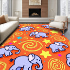 Orange Elephant Swirl Star Play Rug