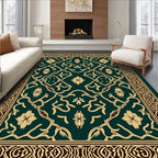 Emerald Green Floral Intertwining Vine Rug
