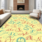 Vintage Calligraphy Alphabet Illustration Rug