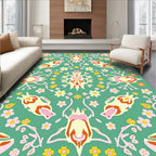 Whimsical Floral Bugs Green Rug