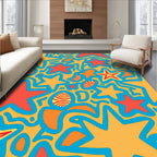 Radiant Yellow Starburst Abstract Garland Rug