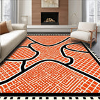 Bold Orange Maze Grid Rug