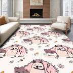 Cute Hedgehog Pink Spiky Garden Rug
