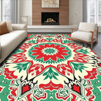 Crimson Teal Floral Medallion Rug