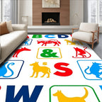 Playful Alphabet Animals Color Splash Rug