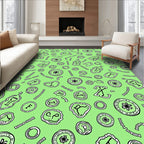 Whimsical Green Organic Cartoons Rug
