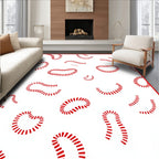 Curving Red Dash Organic Shapes Rug
