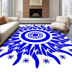 Vibrant Blue Sunburst Mandala Rug