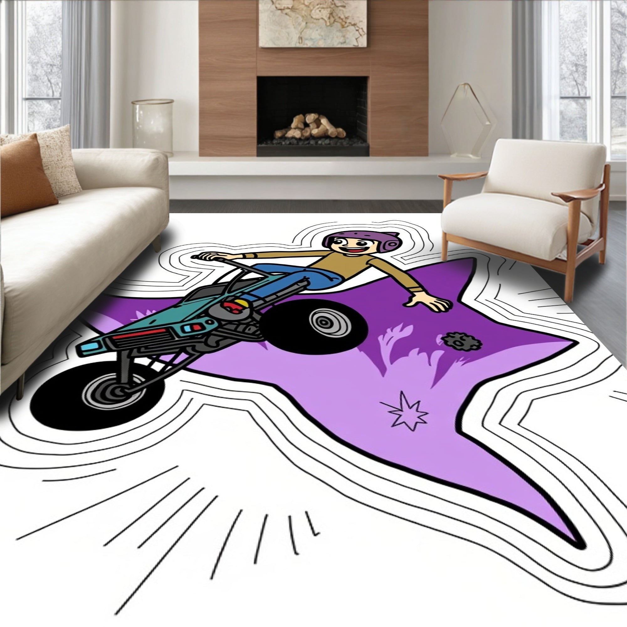 Extreme Stunt Rider Purple Blast Rug