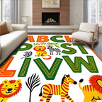 Jungle Alphabet Lion Zebra Collage Rug