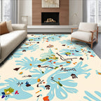 Whimsical Light Blue Abstract Flora Medley Rug