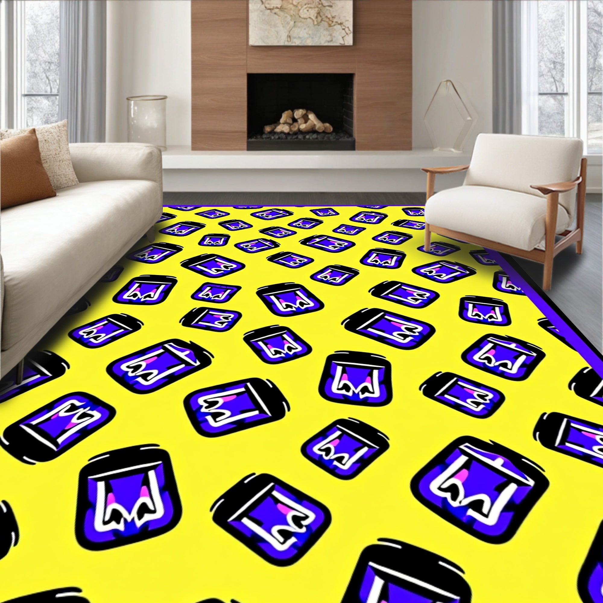 Yellow Blue Purple Funky Jars Rug