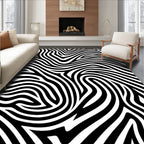 Organic Black and White Swirl Rug