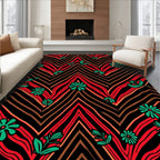 Bold Red Chevron Floral Bloom Rug