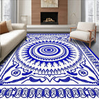 Cobalt Blue Radial Medallion Mandala Rug