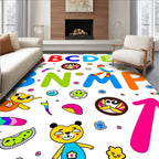 Bold Alphabet and Cute Animal Characters Rug