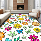 Happy Sunshine Butterfly Floral Garden Rug