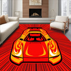 Speedster Red Flame Sunburst Rug