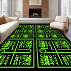 Abstract Neon Green Geometric Squares Rug