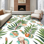 Emerald Green Tropical Foliage Shell Cluster Rug