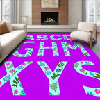 Light Blue Floral Alphabet Carpet Art Rug
