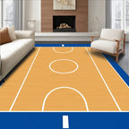 Wooden Blue Court Lines Rug
