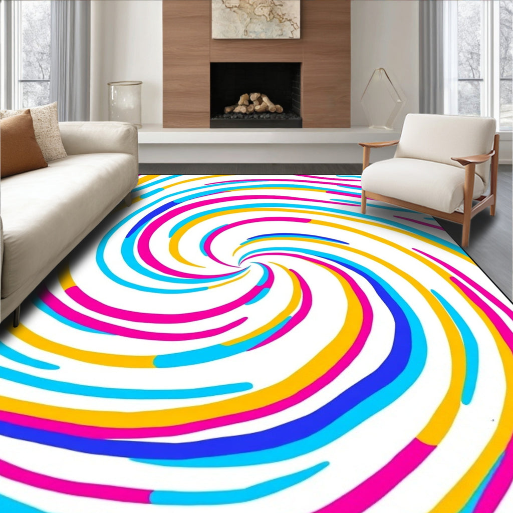 Vibrant Swirl Multi Stripe Rug