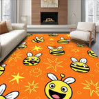 Happy Yellow Bee Starburst Orange Rug