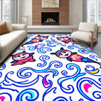 Playful Pink Critters Blue Swirls Rug