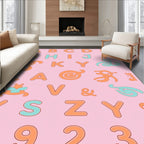 Playful Peach Mint Alphabet Accents Rug