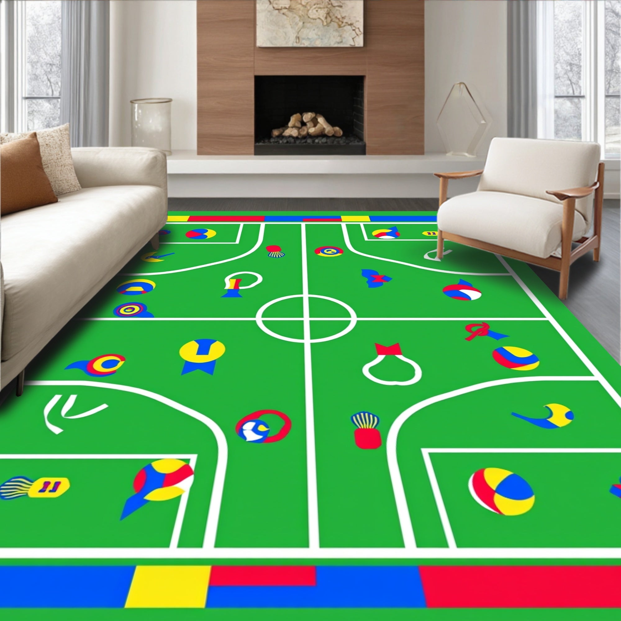 Bold Geometric Playground Arena Rug