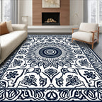 Indigo White Floral Sunburst Rug