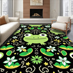 Whimsical Frog Lily Pad Botanical Garden Rug