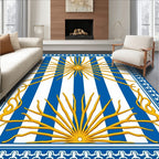 Royal Blue Sunburst Stripes Rug