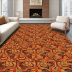 Whimsical Amber Swirl Floral Rug