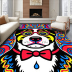 Pop Art Dog With Psychedelic Swirls Rug