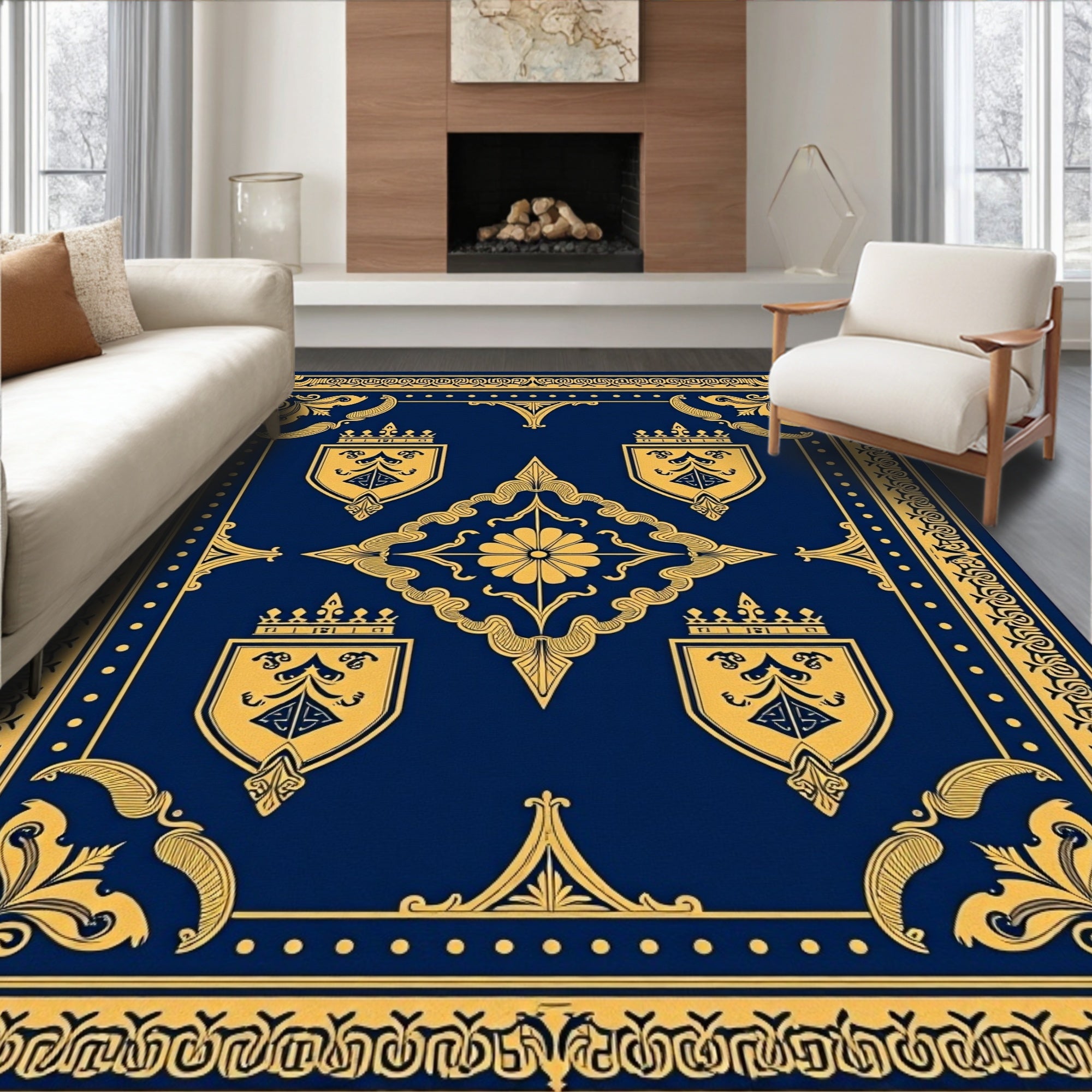 Ornate Royal Crest Medallion Rug