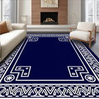 Navy White Geometric Celtic Border Rug