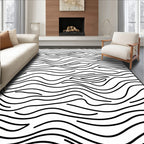 Monochrome Abstract Wavy Lines Rug