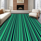 Teal Dark Green Vertical Stripes Rug