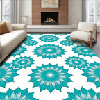Teal Burst Floral Arrangement Rug
